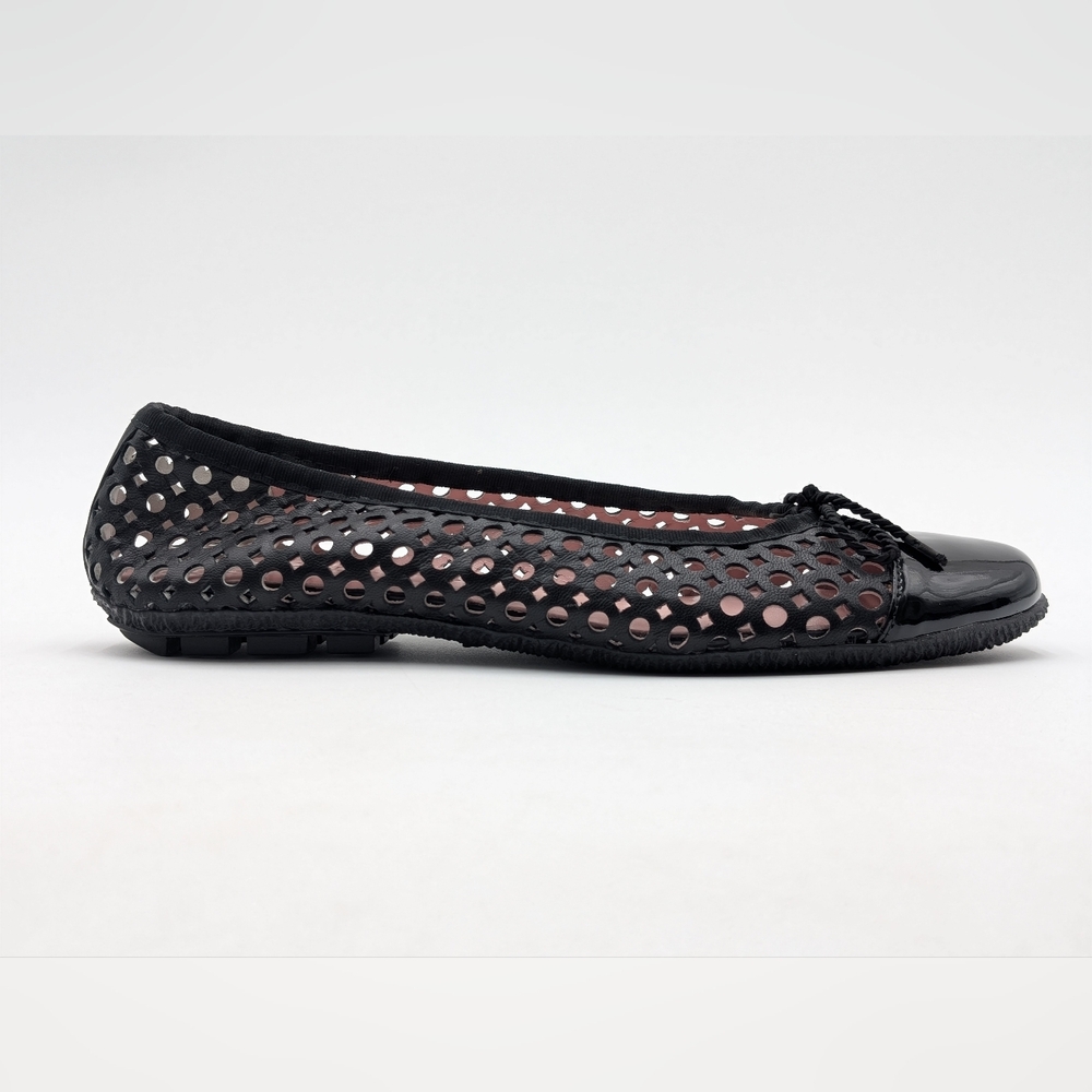 Paul Mayers Attitudes Ballet Flats Sz 8B Black Patent & Mesh Leather Women Shoes - Picture 3 of 17